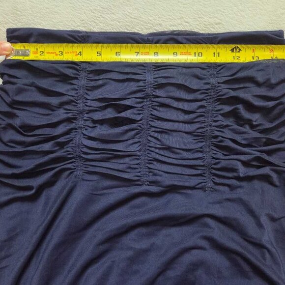 New M Maeve x Anthropologie Ruched yoke column maxi skirt in Navy Storm - Picture 7 of 9
